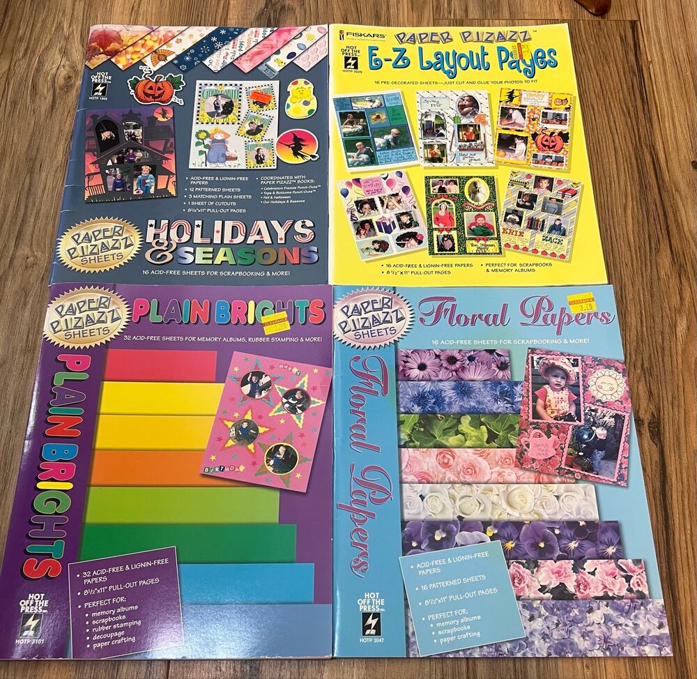 Vintage Paper Pizazz Scrapbook Paper Lot 4 Books 80 Sheets Floral Holidays
